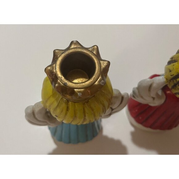 2 Homco  Angel Candleholders Red & Blue Dresses, Gold Crowns with Jewels 60-70's - Picture 10 of 11